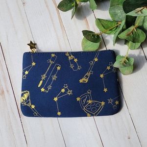 IPSY Blue and Gold Cosmic Makeup Cosmetic bag